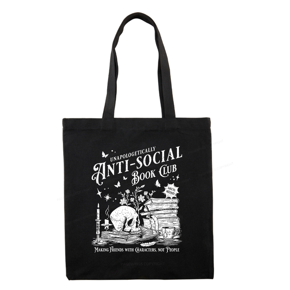 Pagewings Anti-social Book Club Comfort Colors Tote Bag