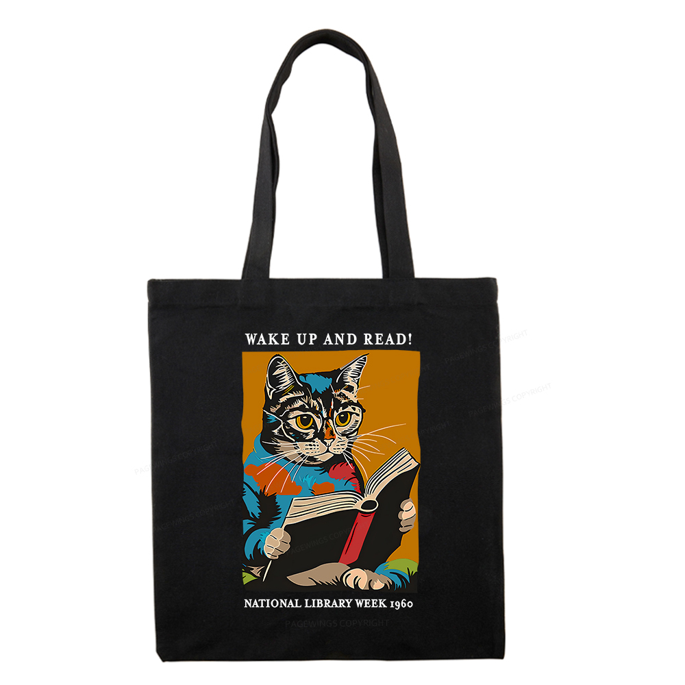 Pagewings Cat Reading Poster Tote Bag