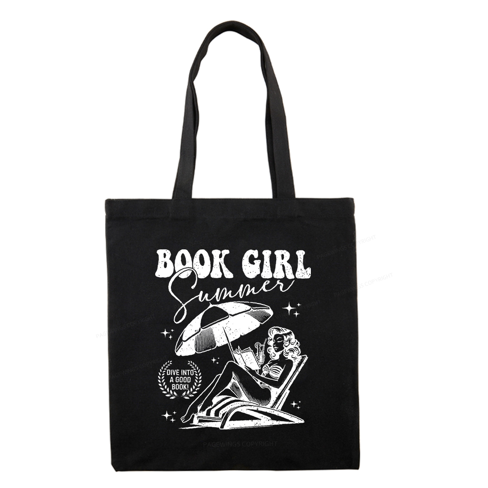 Pagewings Book Girl Summer Tote Bag