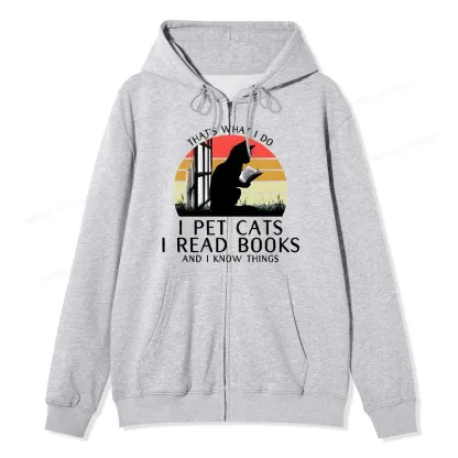 Pagewings Cat And Book Unisex  Fleece Zip Up Hoodie