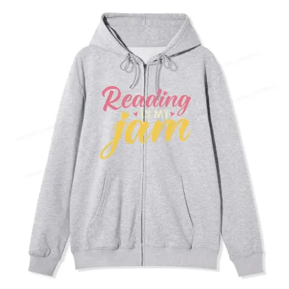 Pagewings Reading is My Jam Unisex Fleece Zip Up Hoodie