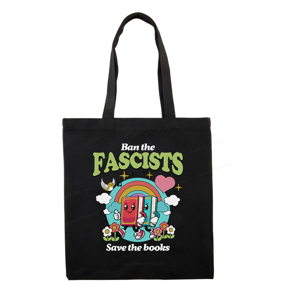 Pagewings  Ban the Fascists Save the Books Tote Bag