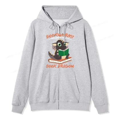 Pagewings Book Dragon Unisex Fleece Zip Up Hoodie