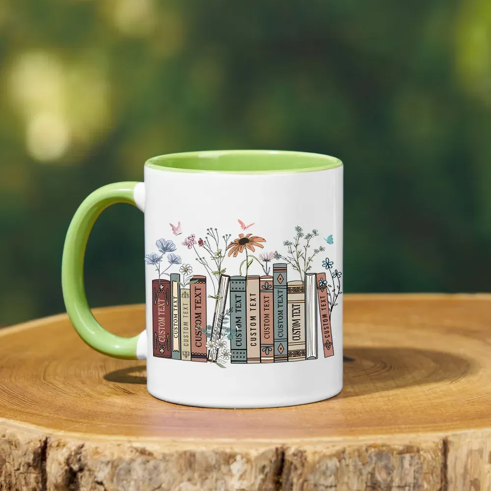 Pagewings Personalized Tittle Floral Books Mug