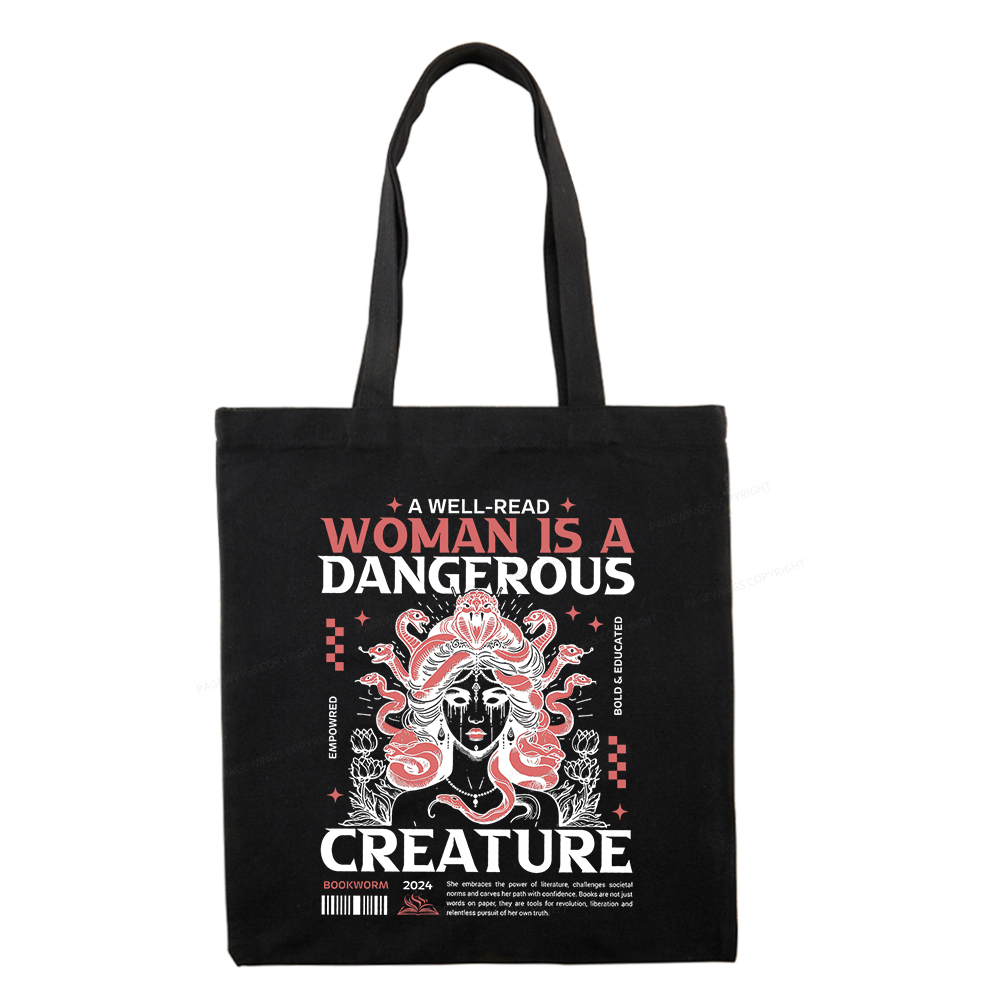 Pagewings A Well-Read Woman is A Dangerous Creature Tote Bag