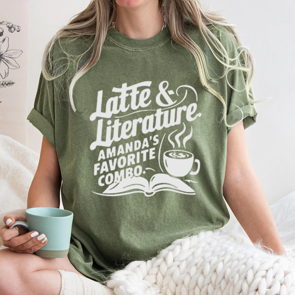 Pagewings Latte & Literature Amanda's Favorite Combo Unisex Washed T-shirt