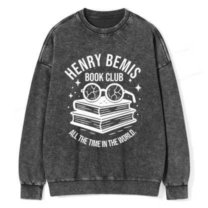 Pagewings Henry Bemis Book Club Unisex Washed Sweatshirt