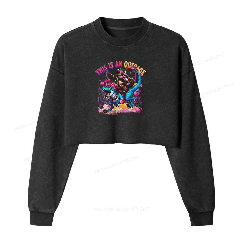 Pagewings This Is An Outrage Washed Crop Sweatshirt