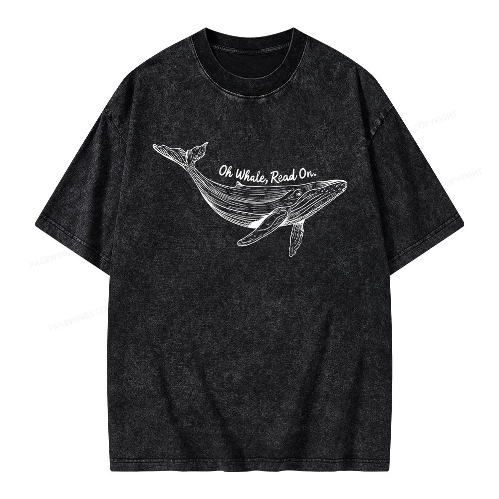 Pagewings Oh Whale Read On Unisex Washed T-shirt