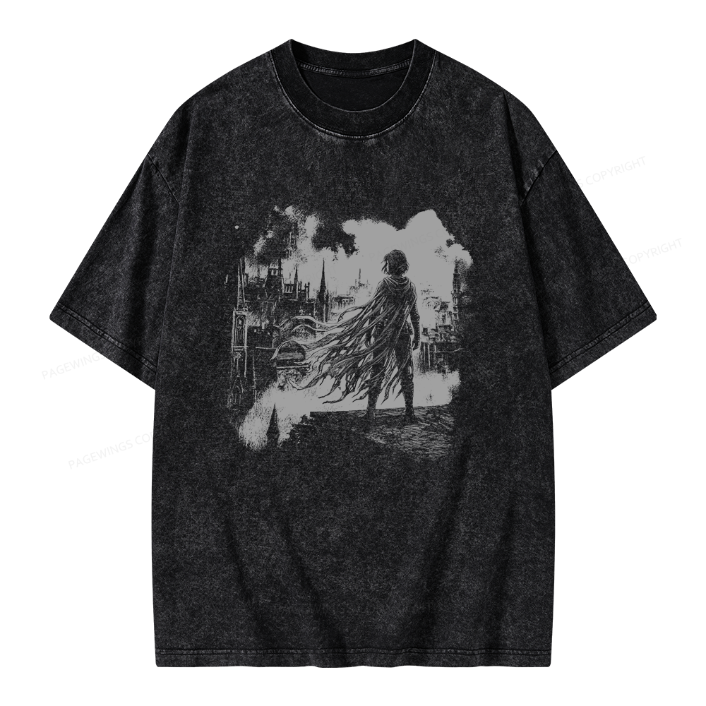 Pagewings Retro Fantasy Unisex Washed T-shirt