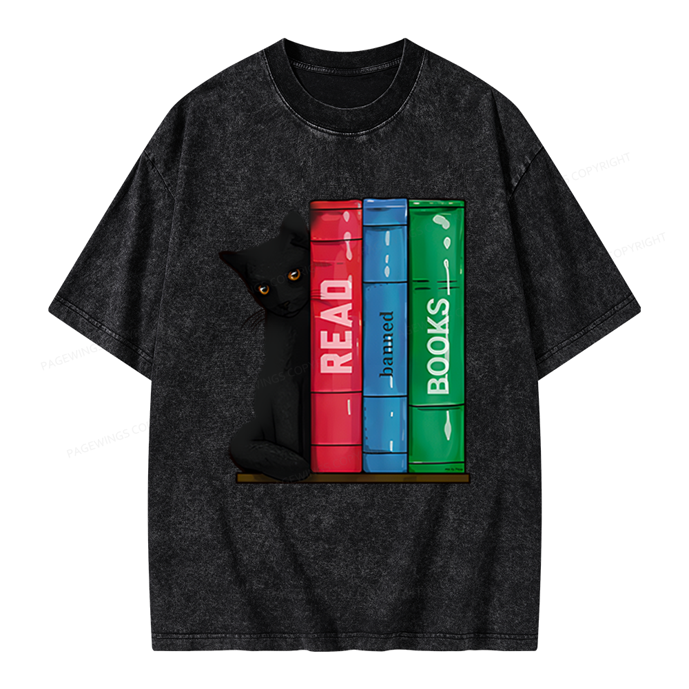 Pagewings Read Banned Books Unisex Washed T-shirt
