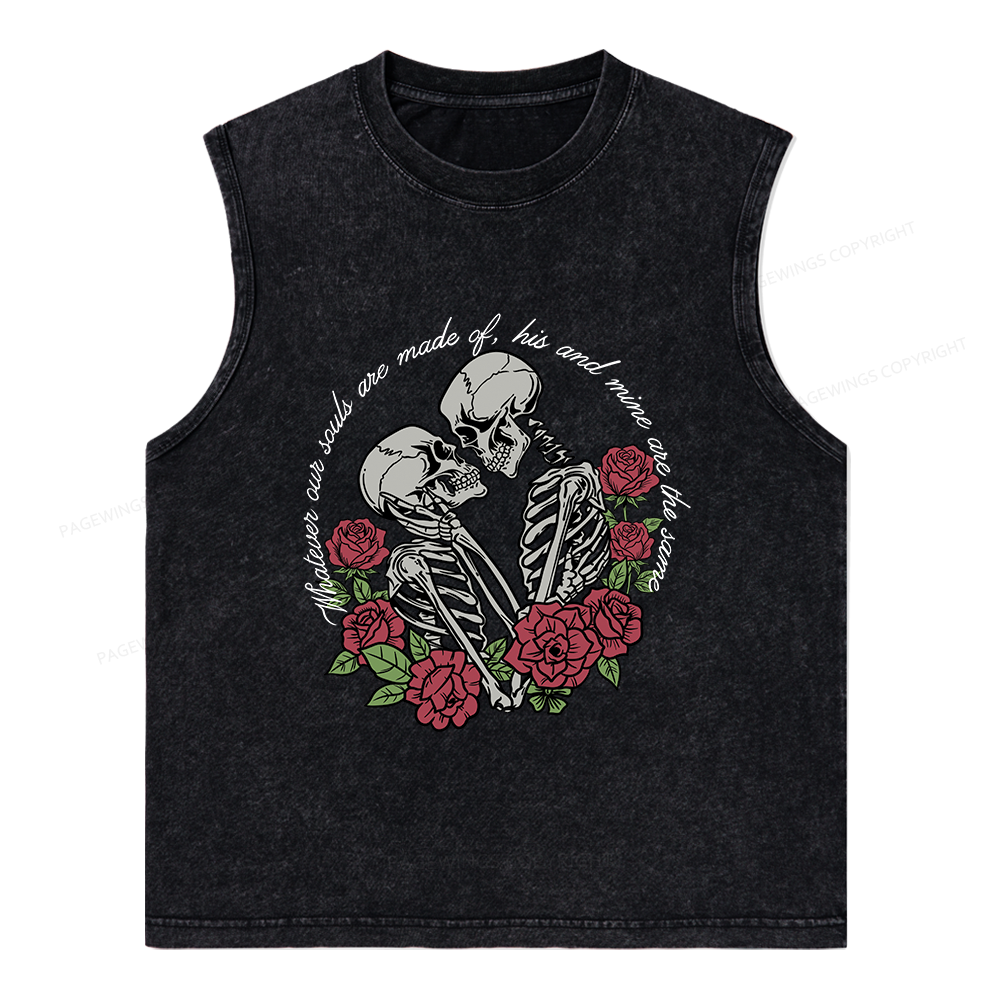 Pagewings Gothic Romance Skeleton Lovers Unisex Washed Tank Top