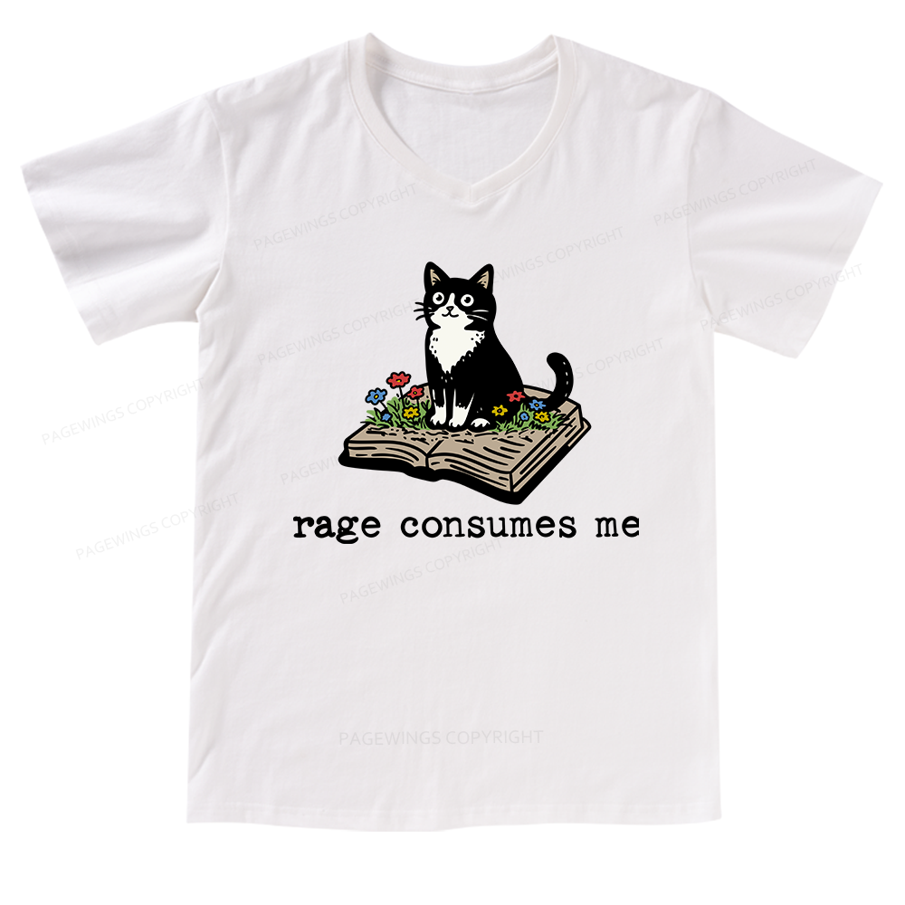 Pagewings Rage Consumes Me V-neck T-shirt