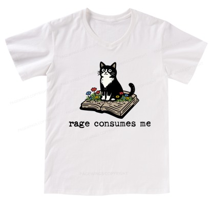 Pagewings Rage Consumes Me V-neck T-shirt