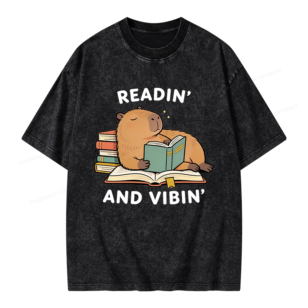 Pagewings Readin' And Vibin' Unisex Washed T-shirt