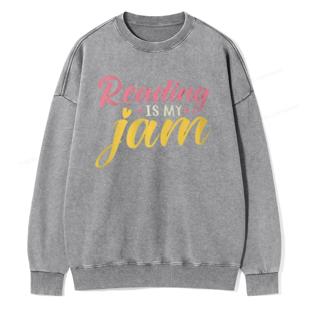 Pagewings Reading is My Jam Unisex Washed Sweatshirt