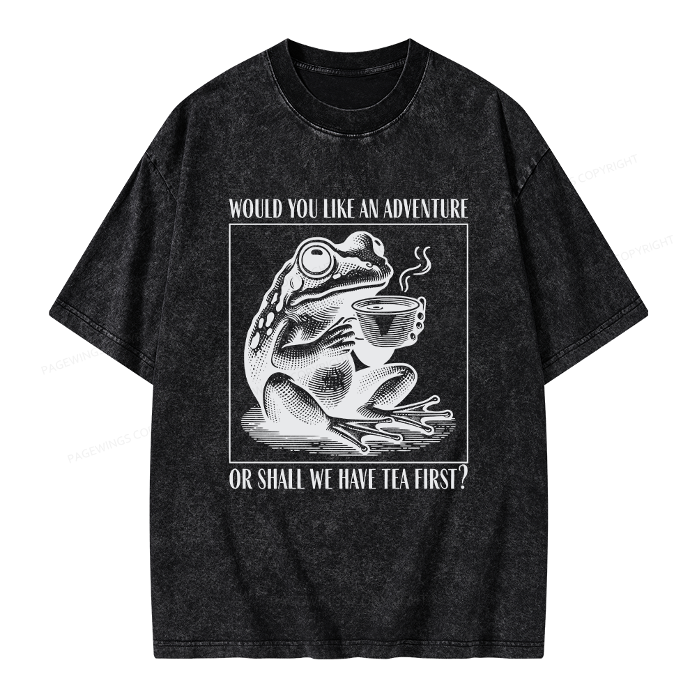 Pagewings Funny Frog Unisex Washed T-shirt