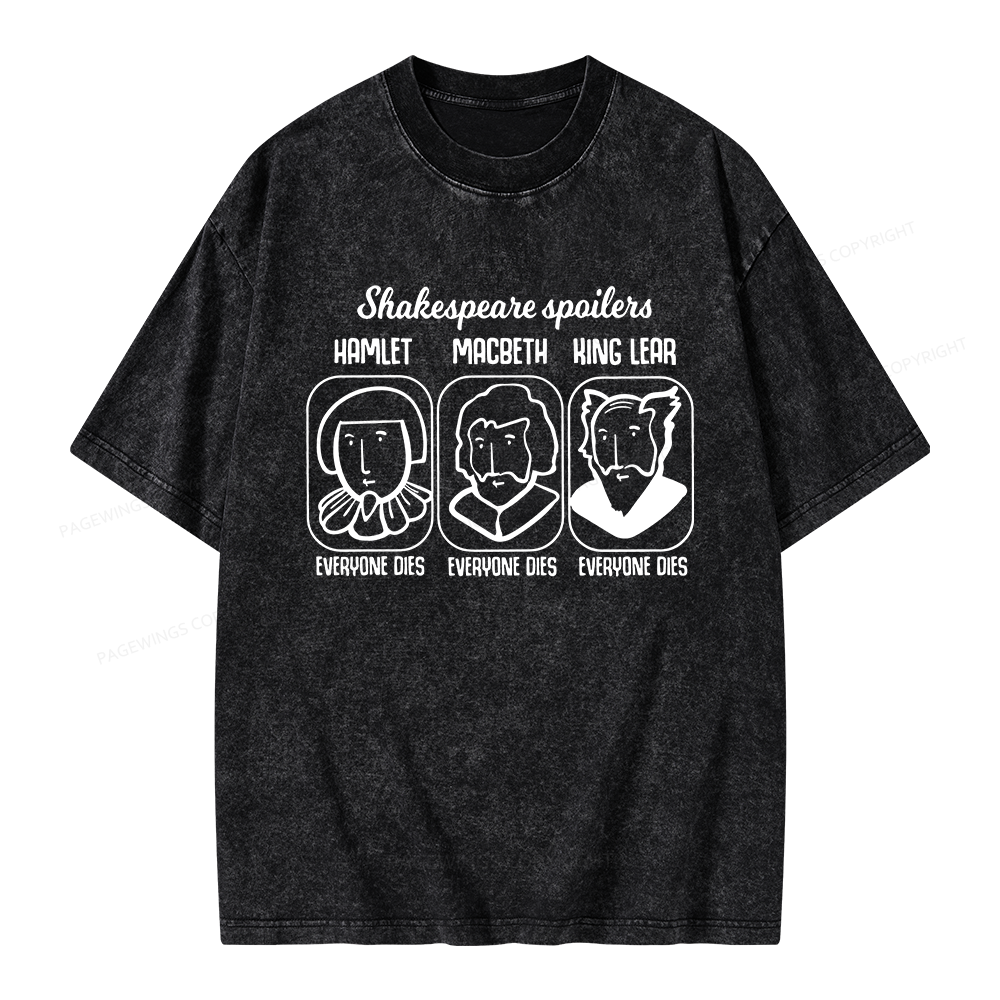 Pagewings Shakespeare Spoilers Unisex Washed T-shirt