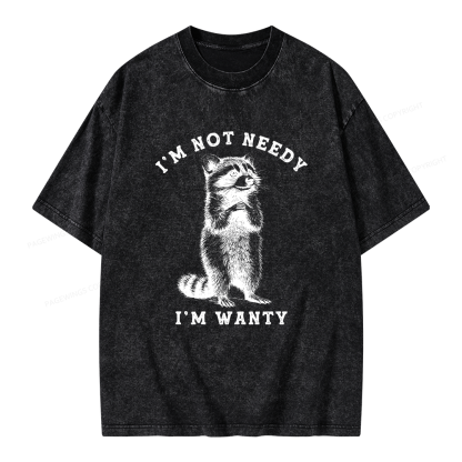 Pagewings Funny Raccoon Unisex Washed T-shirt