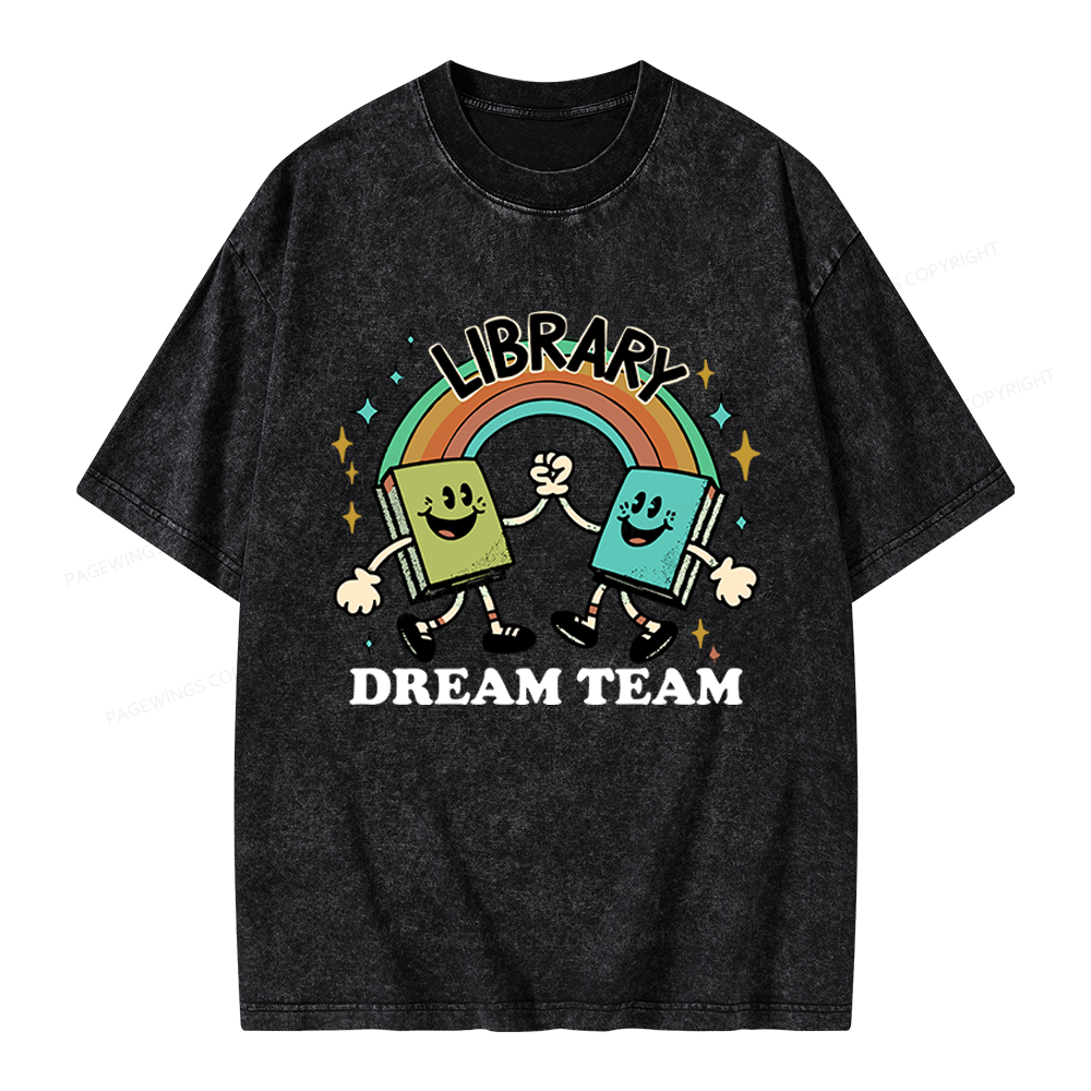 Pagewings Library Dream Team Funny Unisex Washed T-shirt