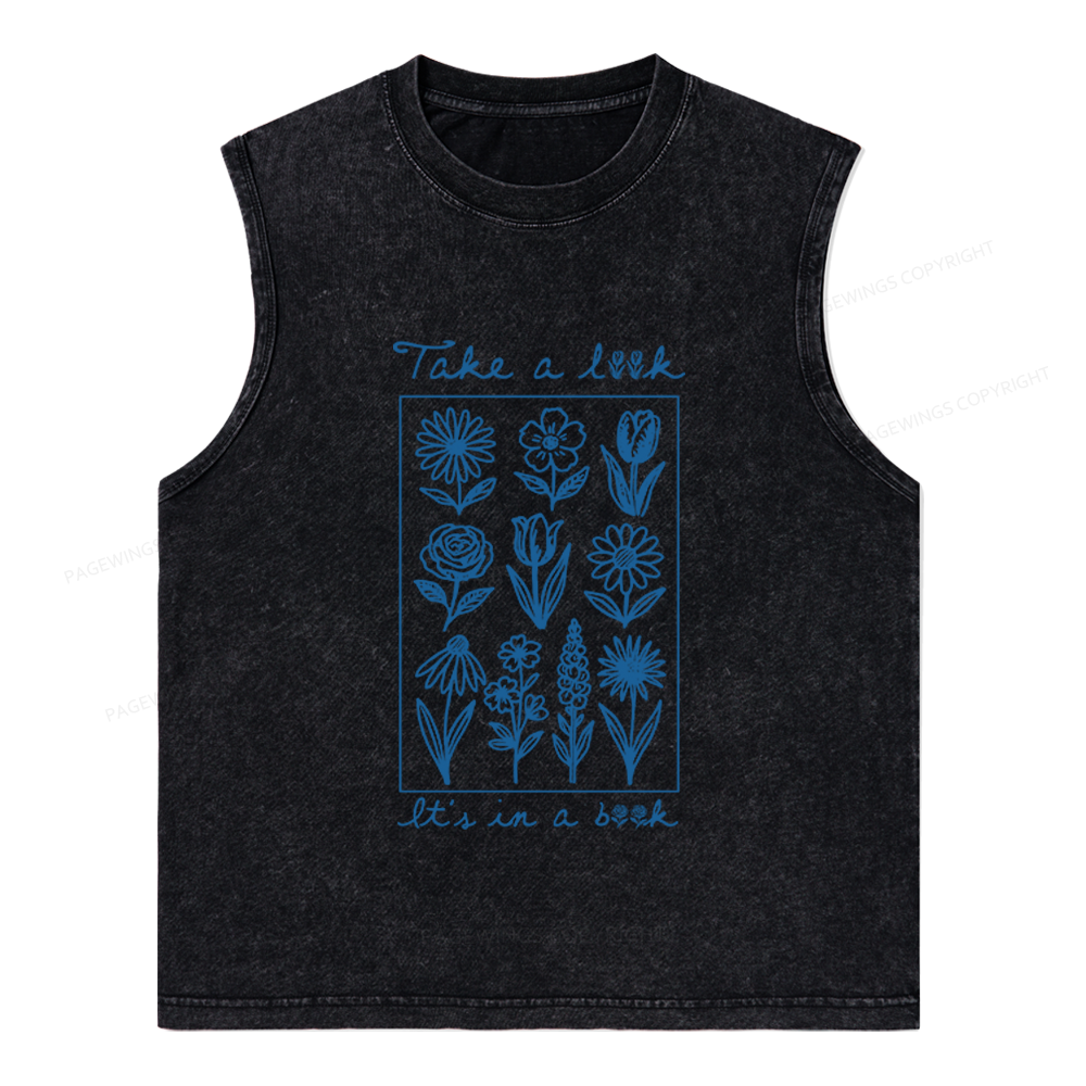 Pagewings Take A Look It’s In A Book Unisex Washed Tank Top