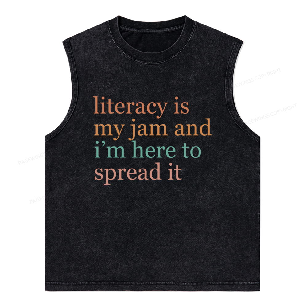 Pagewings Literacy Is My Jam Unisex Washed Tank Top