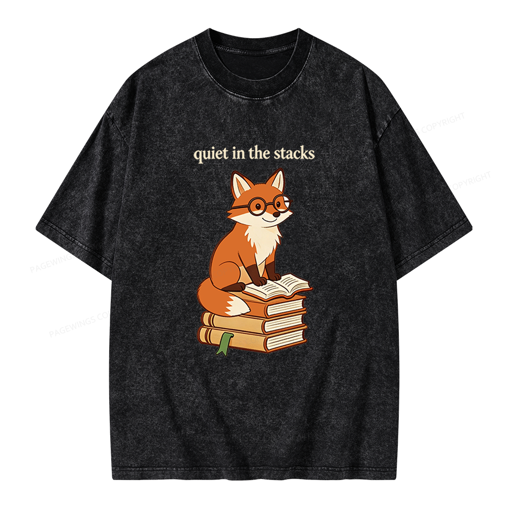 Pagewings Quiet In The Stacks Unisex Washed T-shirt