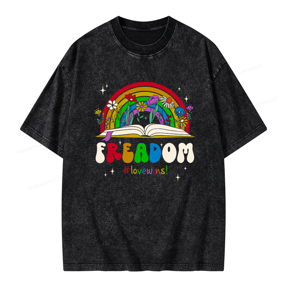 Pagewings Read Banned Books Unisex Washed T-shirt