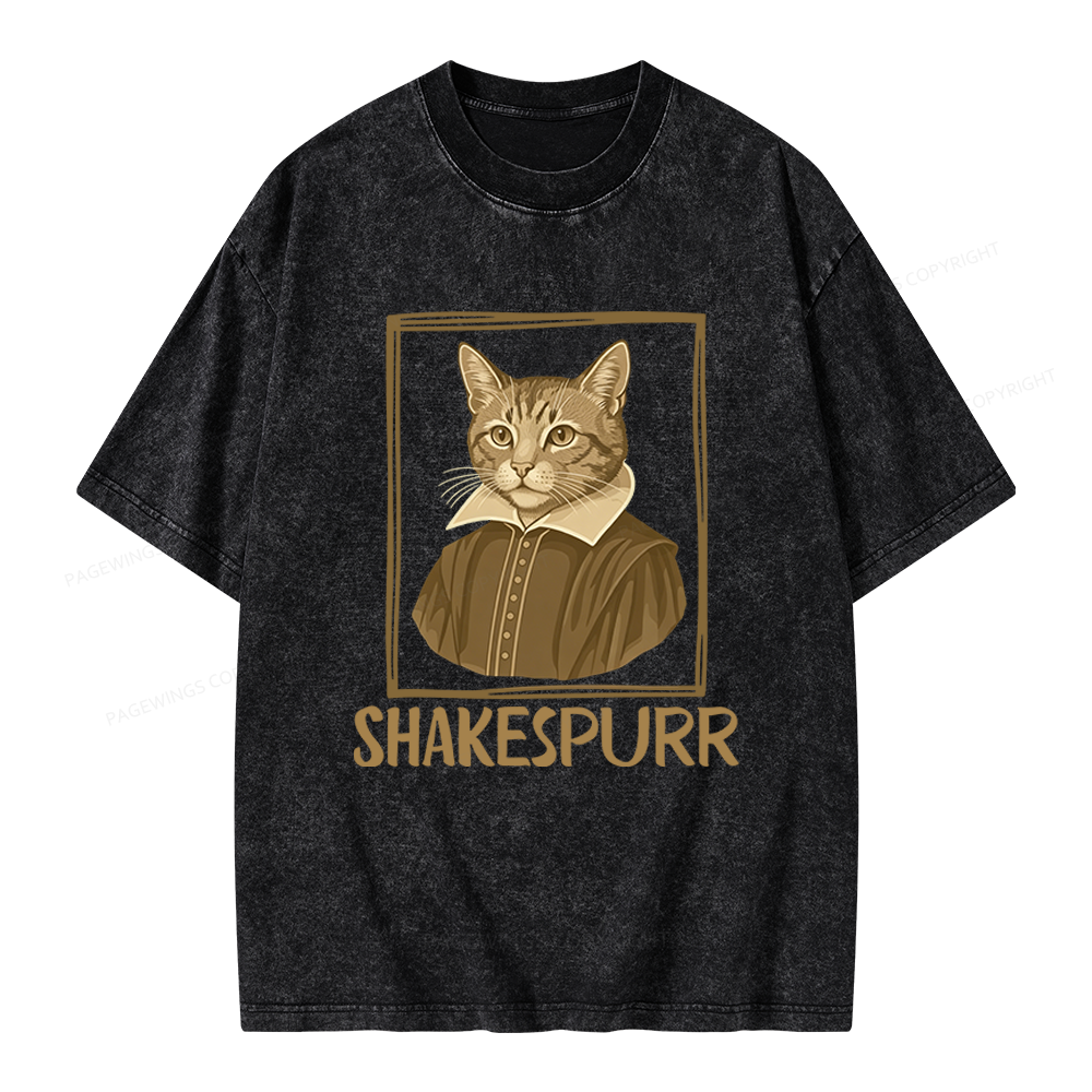 Pagewings Shakespurr Unisex Washed T-shirt