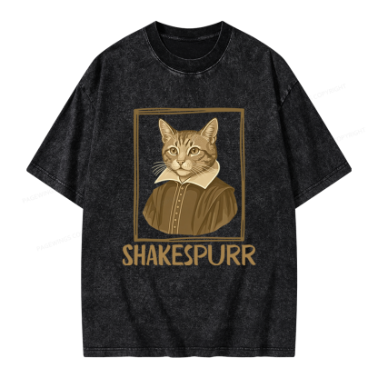 Pagewings Shakespurr Unisex Washed T-shirt