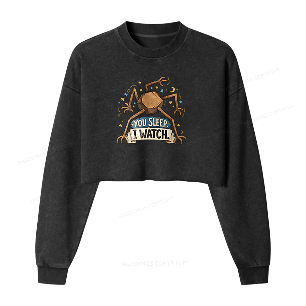 Pagewings Science Fiction Nerd Washed Crop Sweatshirt