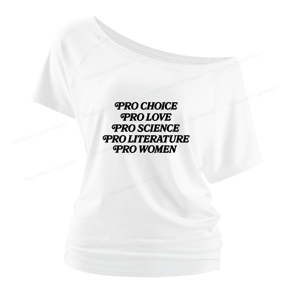Pagewings Pro Choice Love Science Literature Women Off Shoulder T-shirts