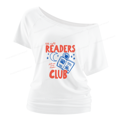 Pagewings Late Night Readers Club Women Off Shoulder T-shirts