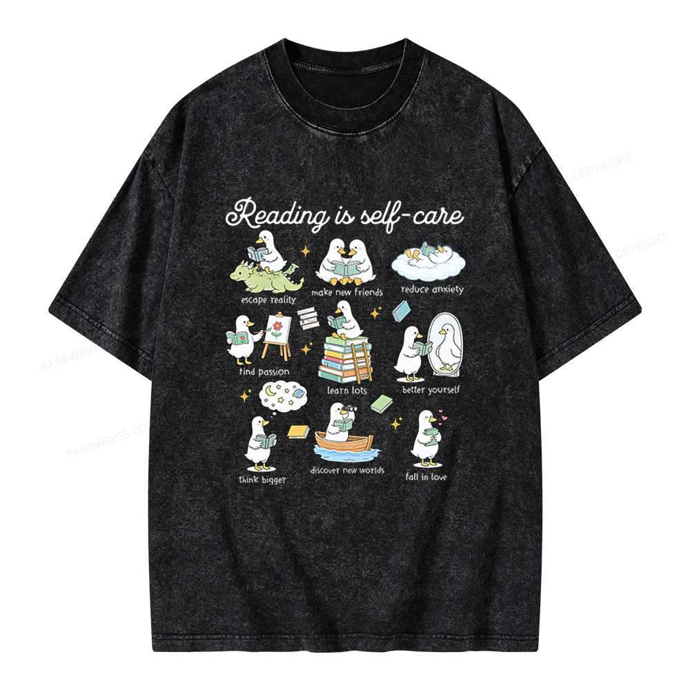 Pagewings Reading Is Self Care Unisex Washed T-shirt