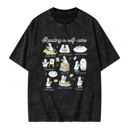 Pagewings Reading Is Self Care Unisex Washed T-shirt