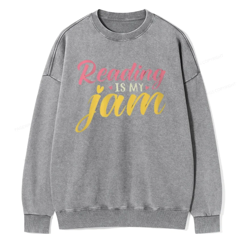 Pagewings Reading is My Jam Unisex Washed Sweatshirt