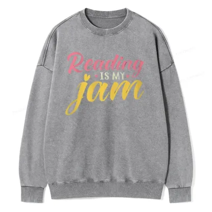 Pagewings Reading is My Jam Unisex Washed Sweatshirt