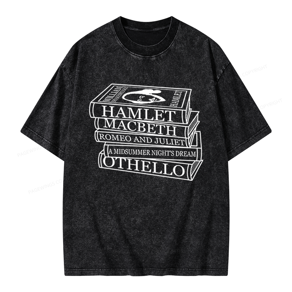 Pagewings Shakespeare Best Books Unisex Washed T-shirt