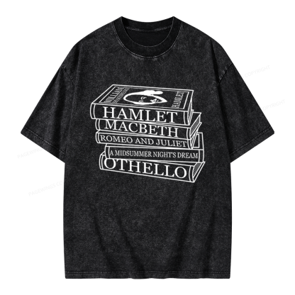 Pagewings Shakespeare Best Books Unisex Washed T-shirt