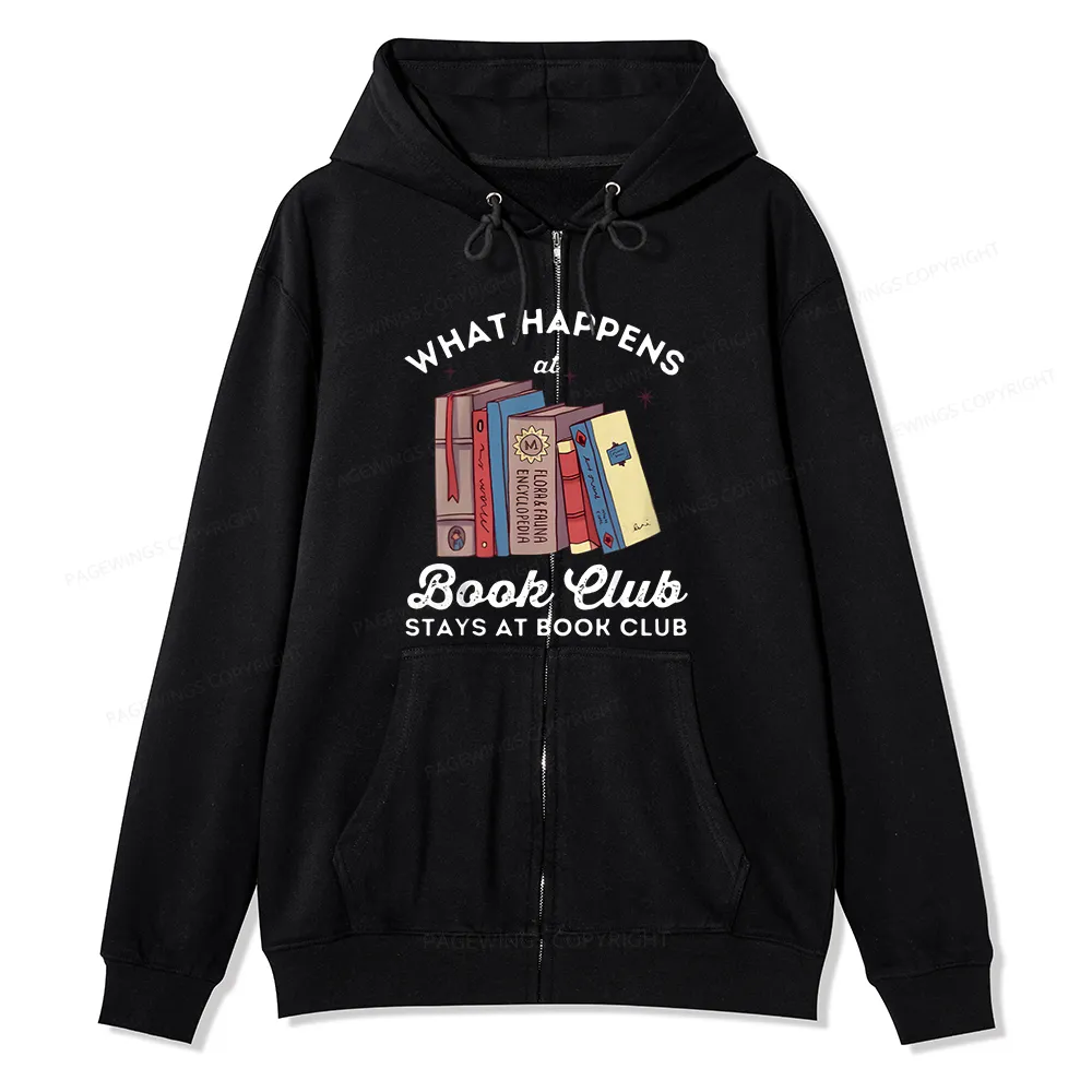Pagewings Stays At Book Club Book Unisex Fleece Zip Up Hoodie