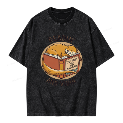 Pagewings Readin' And Vibin' Unisex Washed T-shirt