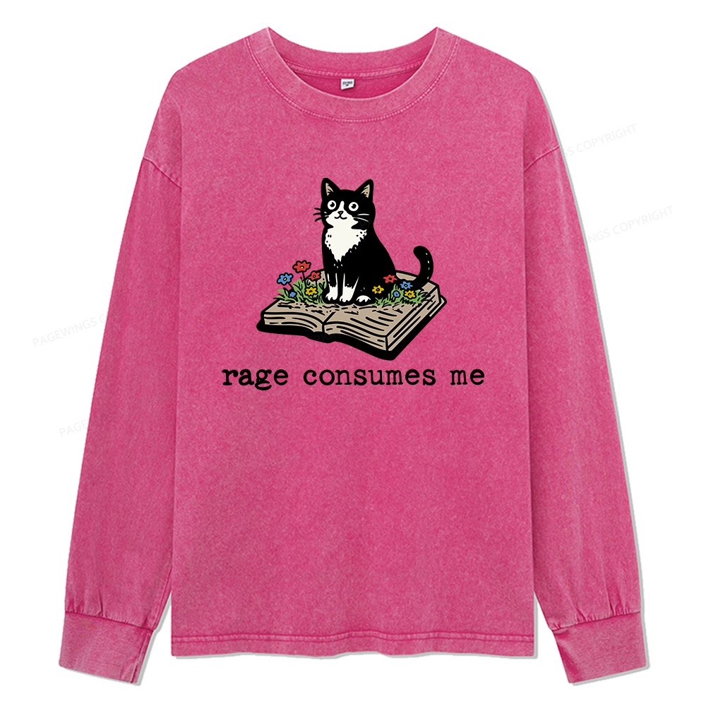 Pagewings Rage Consumes Me Unisex Washed Long Sleeve T-shirt