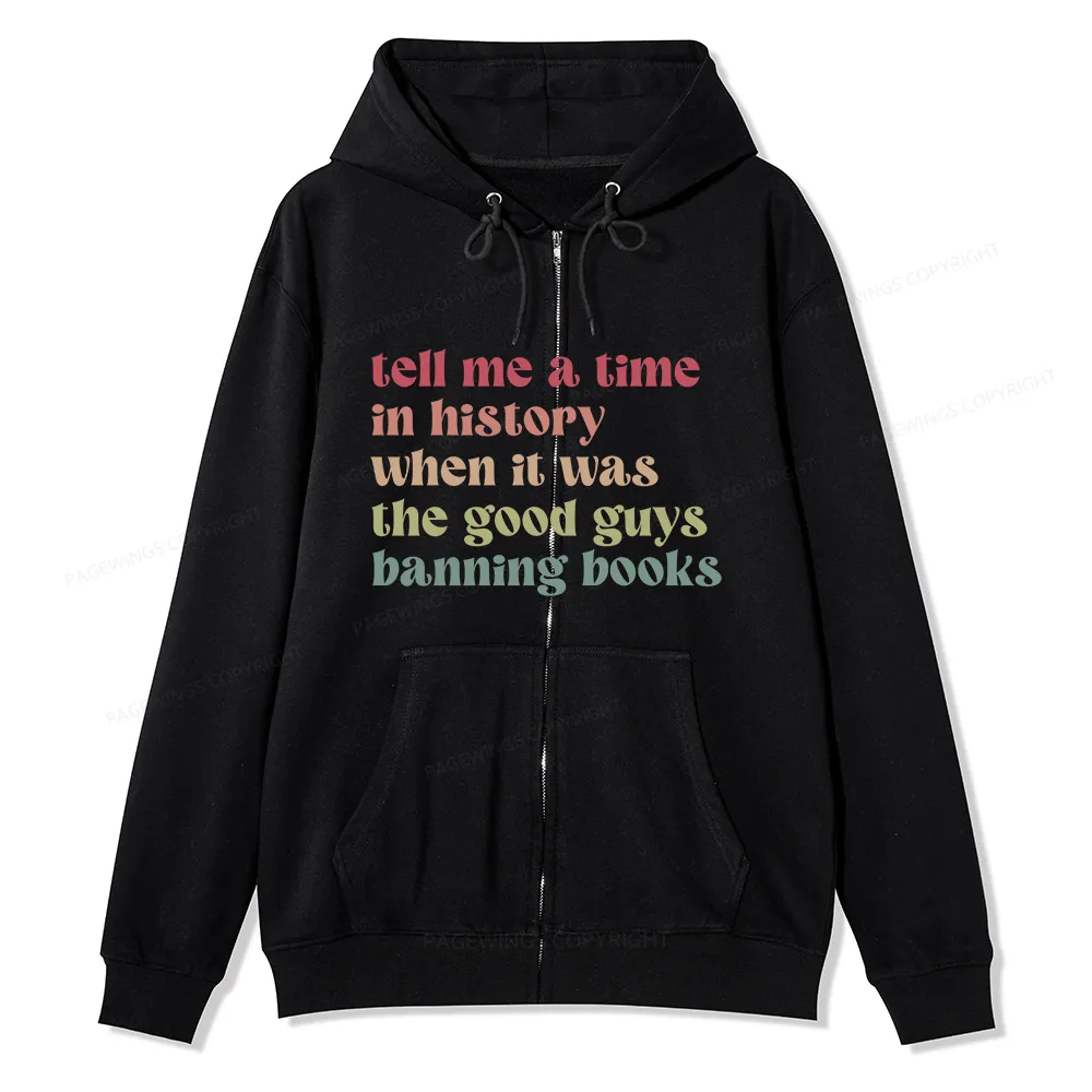 Pagewings Tell Me a Time in History Unisex Fleece Zip Up Hoodie