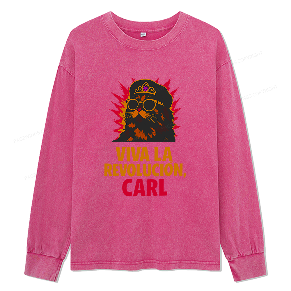 Pagewings Viva La Revolucion Unisex Washed Long Sleeve T-shirt