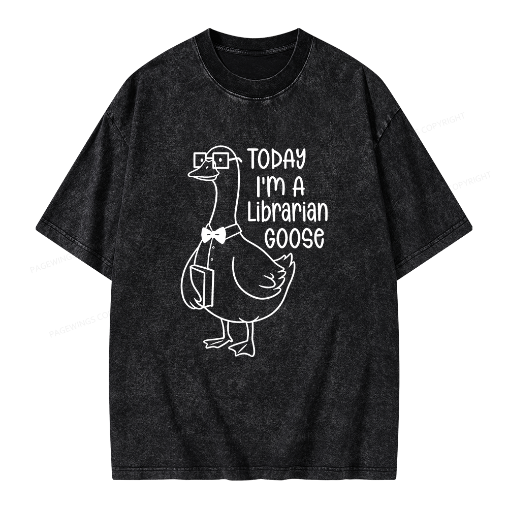 Pagewings Today I’m a Librarian Goose Unisex Washed T-shirt