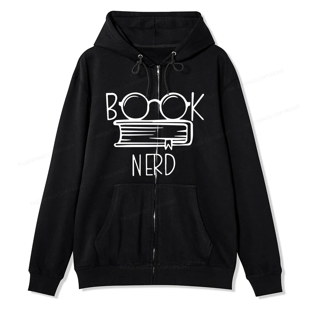 Pagewings Book Nerd Unisex Fleece Zip Up Hoodie