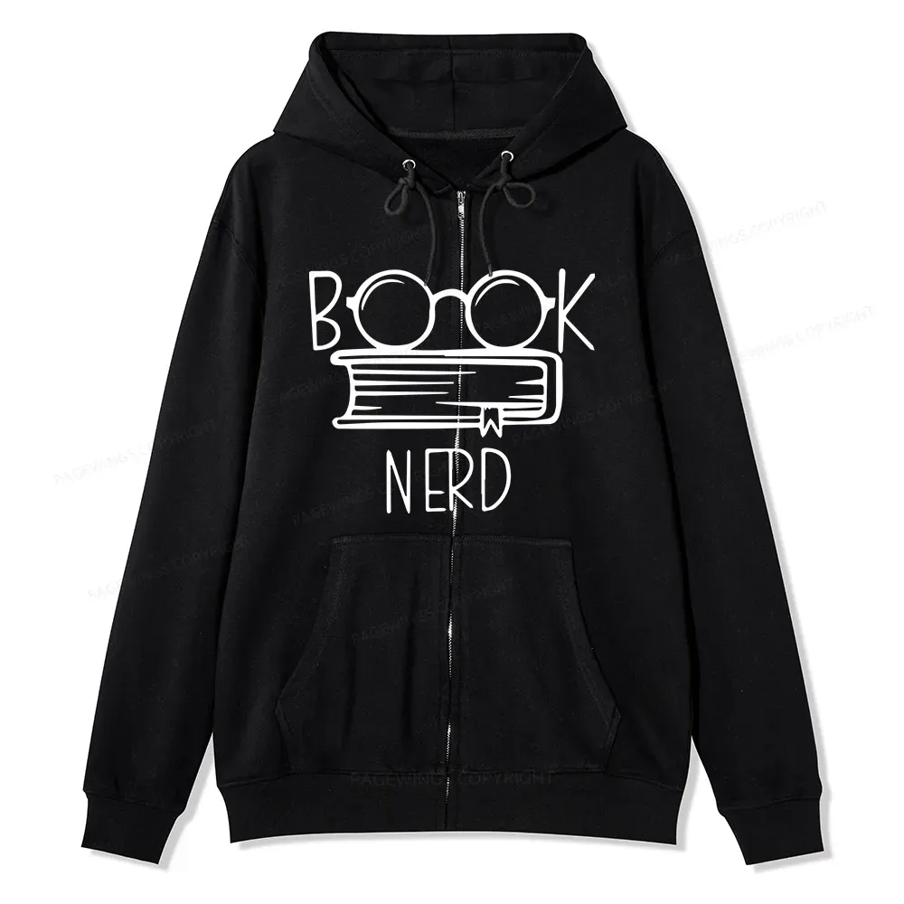 Pagewings Book Nerd Unisex Fleece Zip Up Hoodie