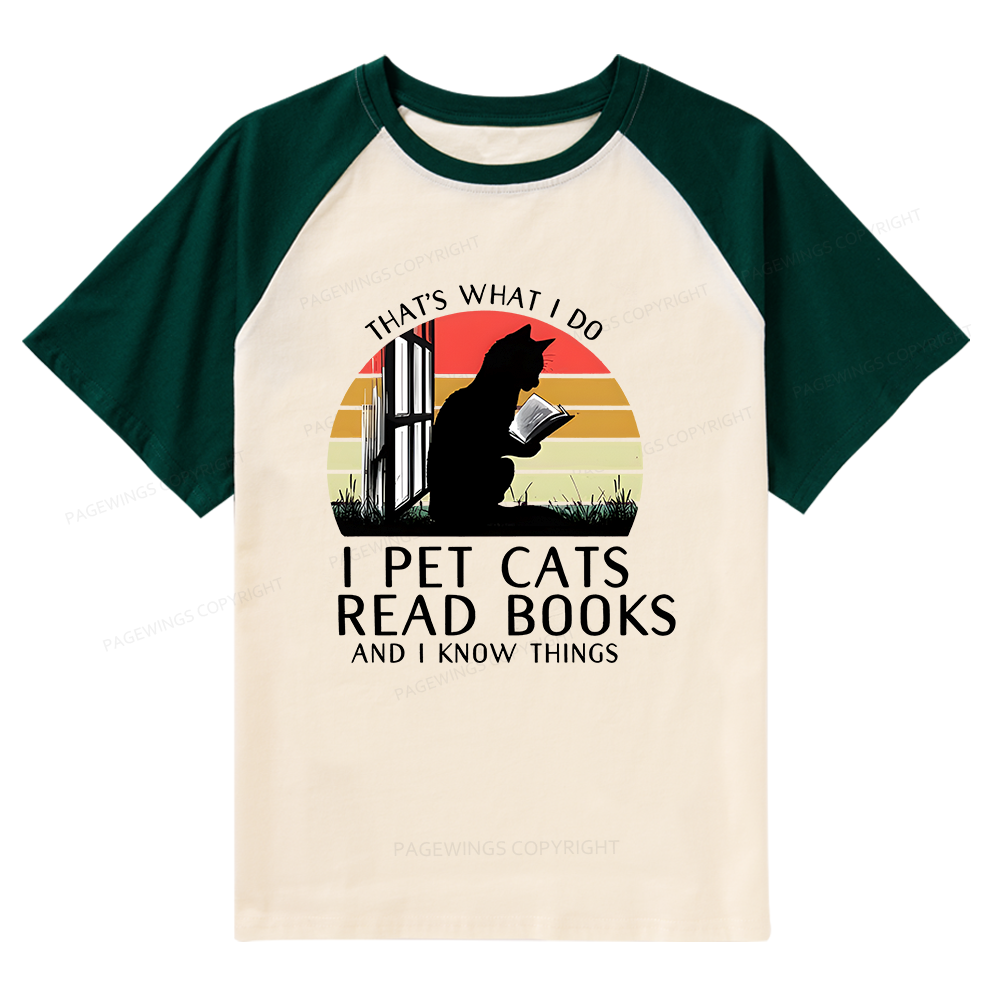 Pagewings Cat And Book Raglan T-shirt