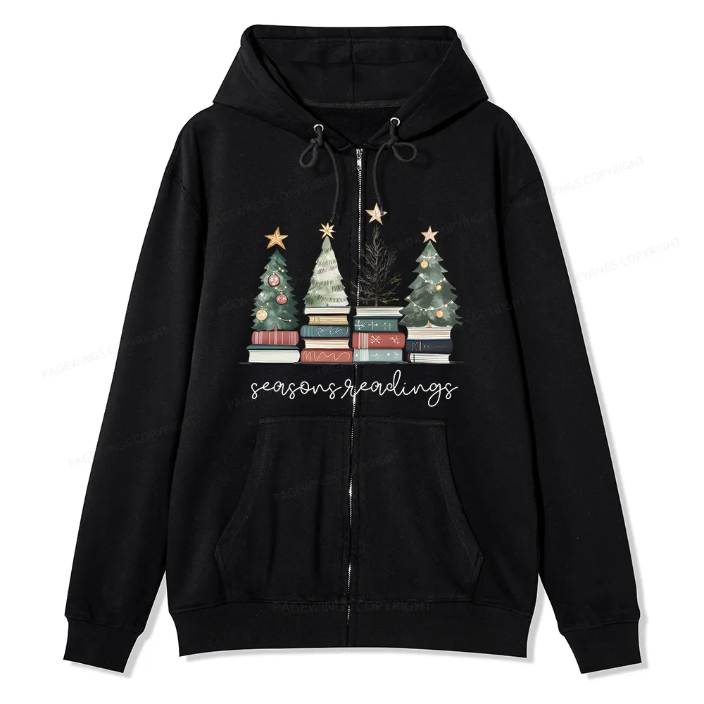 Pagewings Bookish Christmas Unisex Fleece Zip Up Hoodie