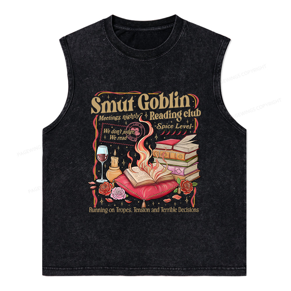 Pagewings Smut Goblin Dark Romance Unisex Washed Tank Top